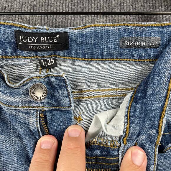 Judy Blue Straight Fit Jeans Women's 1/25 Blue JB8251MD Distressed Stretch - Picture 4 of 11